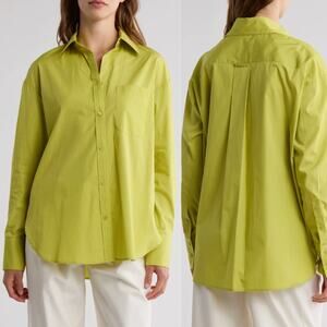 TWP Big Joe Oversize Chartreuse Lime Long Sleeve Cotton Button-Up Shirt Size M/L
